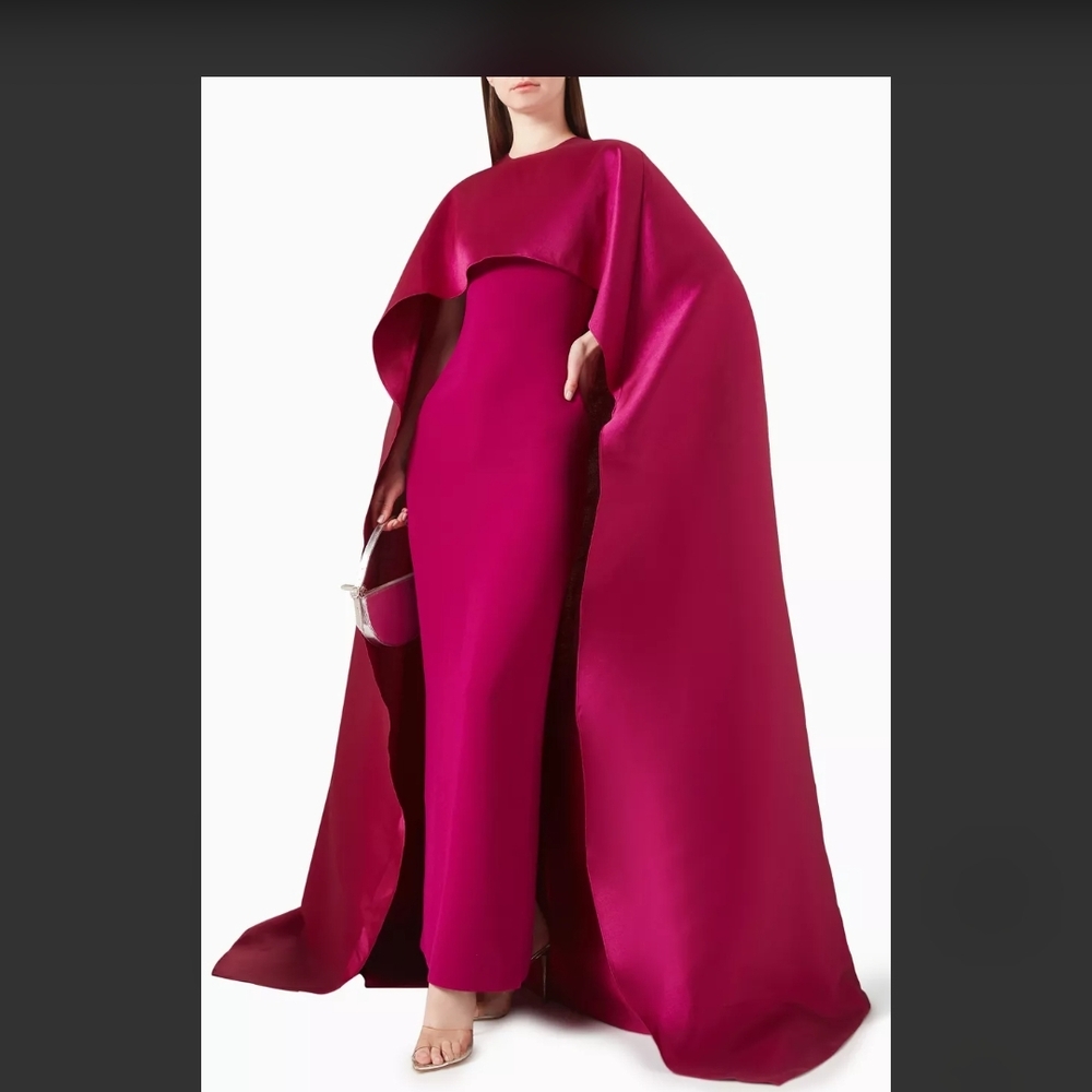 Solace London Fuchsia Cape Gown (The Leni Maxi Dress)